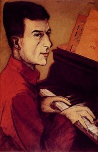 Lithographie de Maurice Ravel d'Achille Ouvré