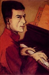 Lithographie de Maurice Ravel d'Achille Ouvré